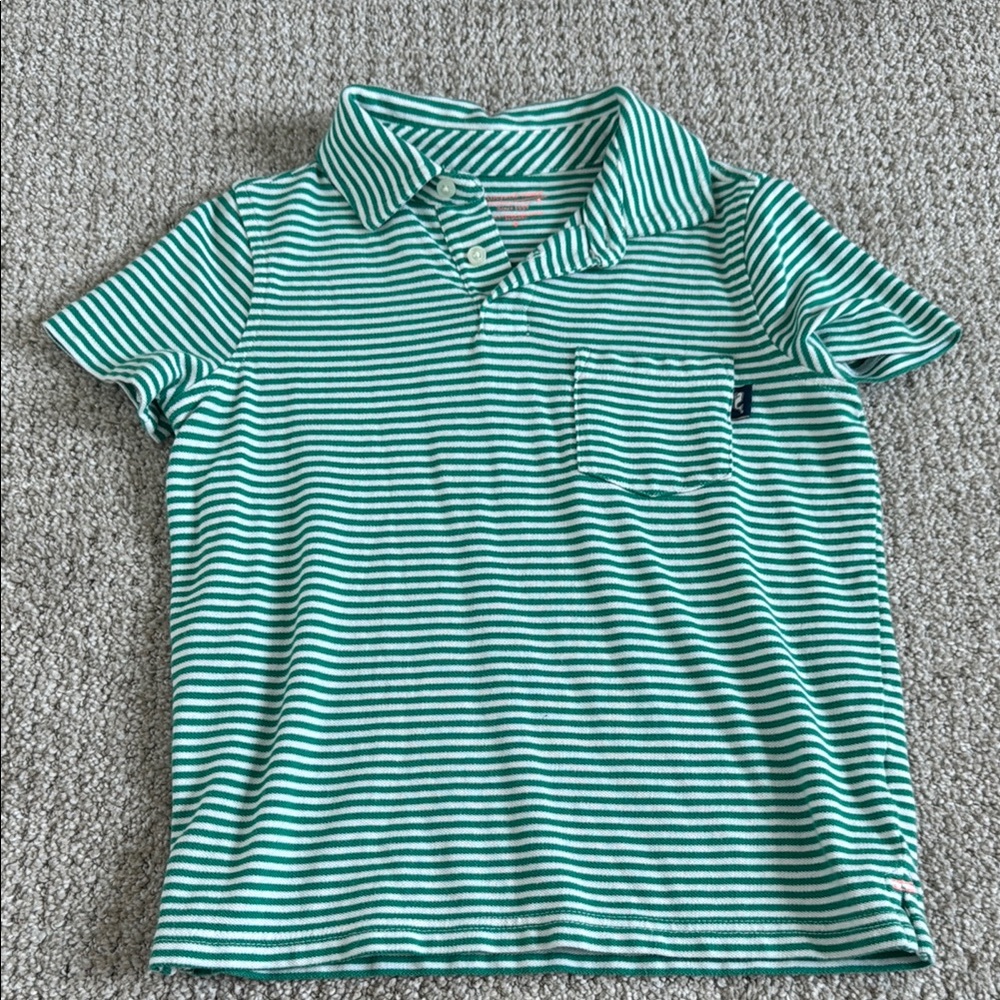 Vineyard Vines Green Striped Kids Polo Shirt